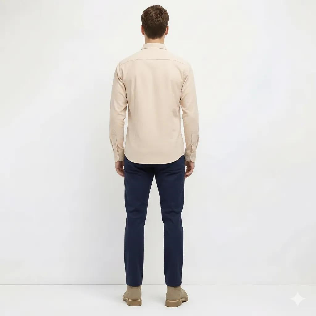 Men Peach Solid Casual Shirt