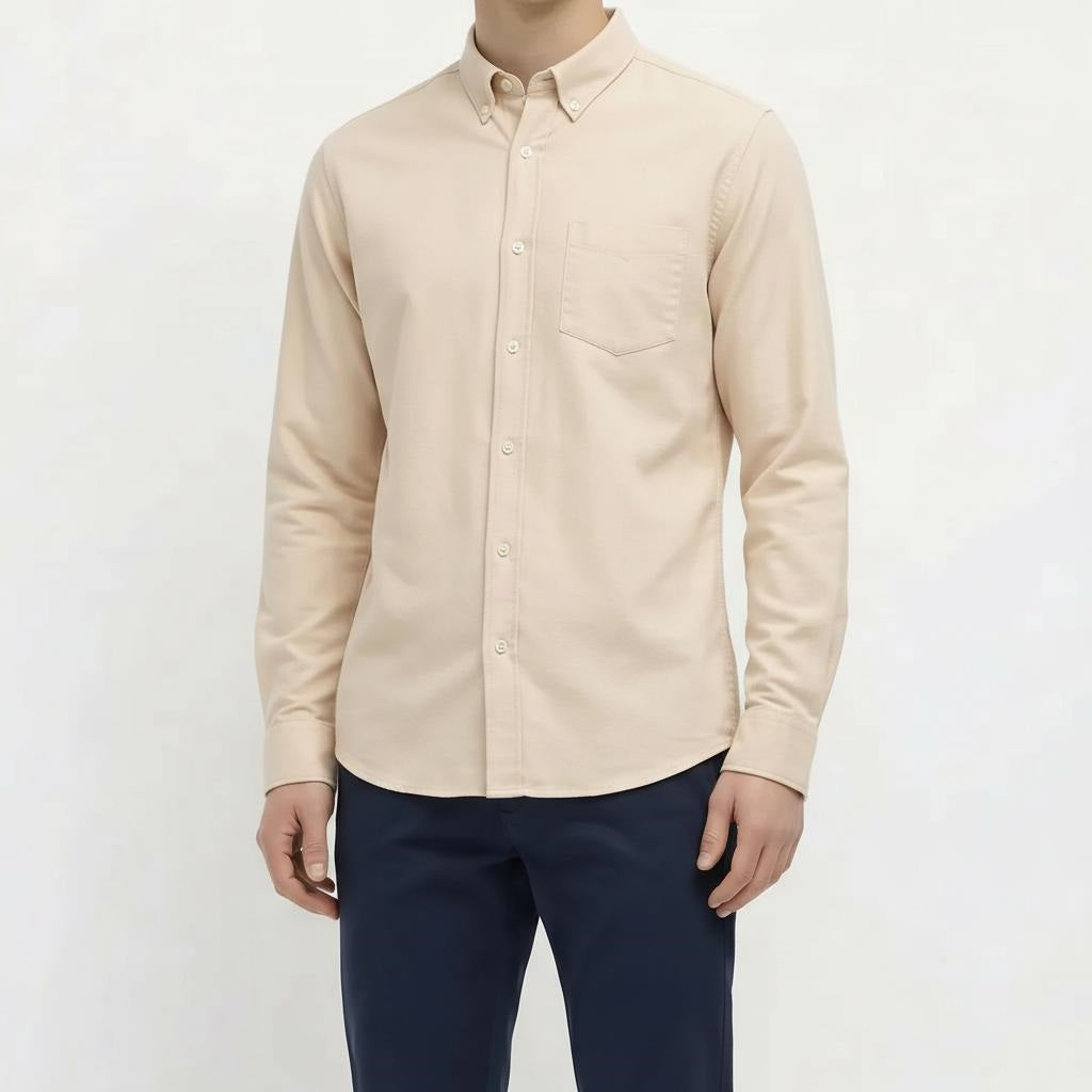 Men Peach Solid Casual Shirt