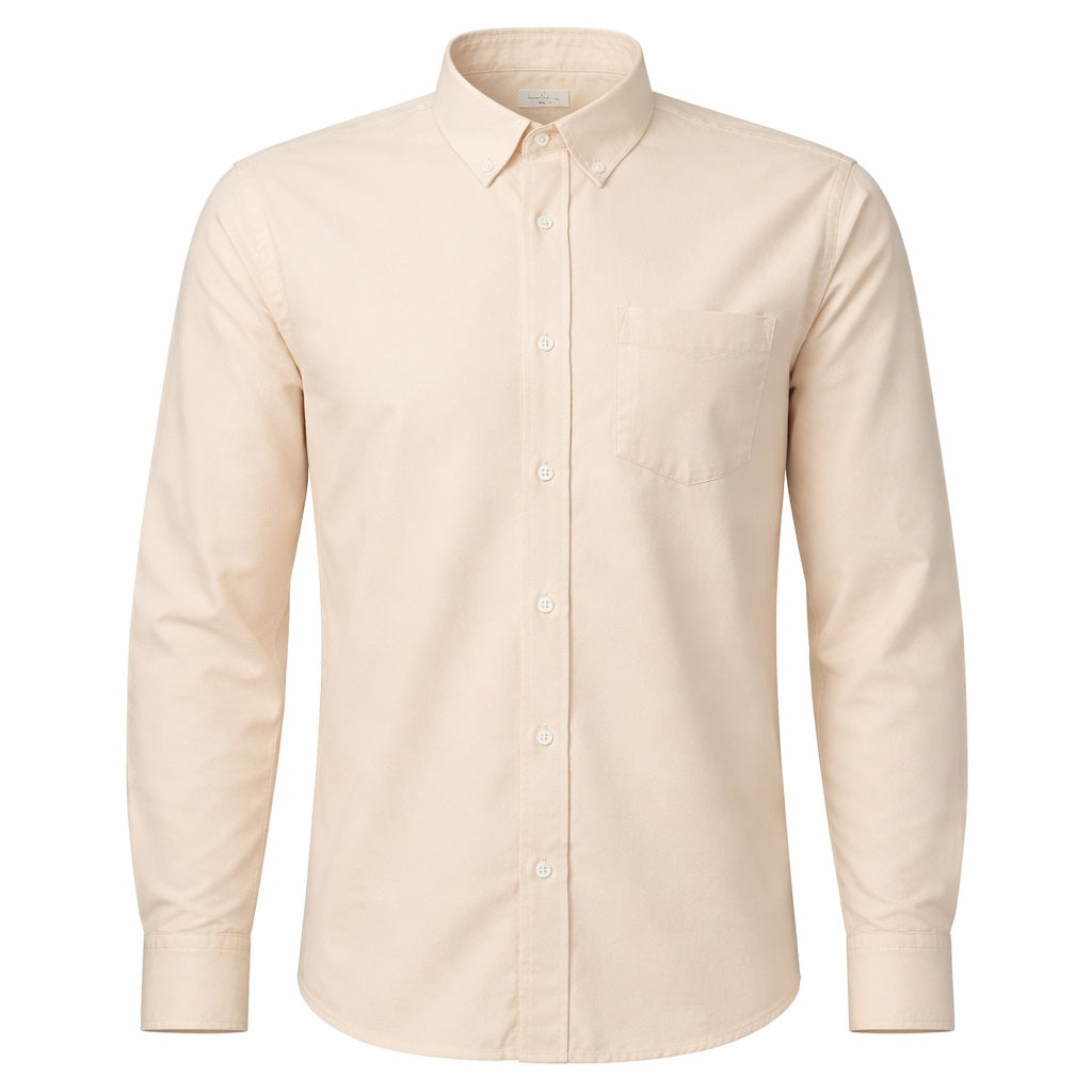 Men Peach Solid Casual Shirt