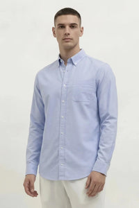 Men Sky Blue Solid Casual Shirt