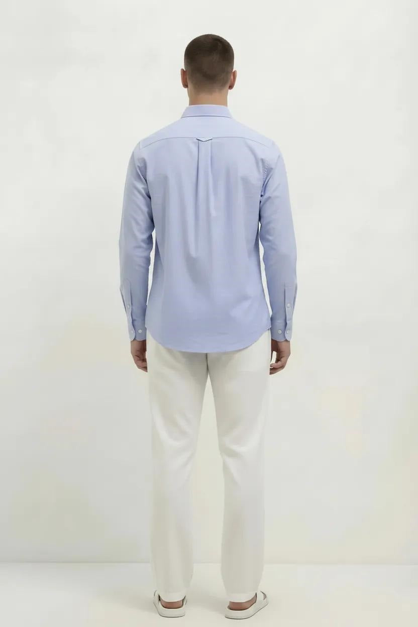 Men Sky Blue Solid Casual Shirt