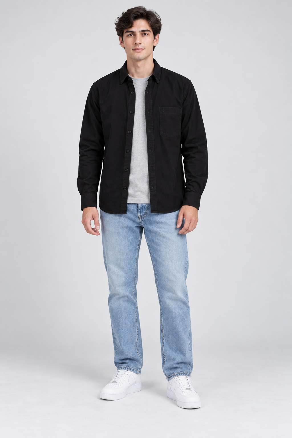 Men’s Regular Fit Corduroy Shirt – Black Full Sleeve Casual Shirt