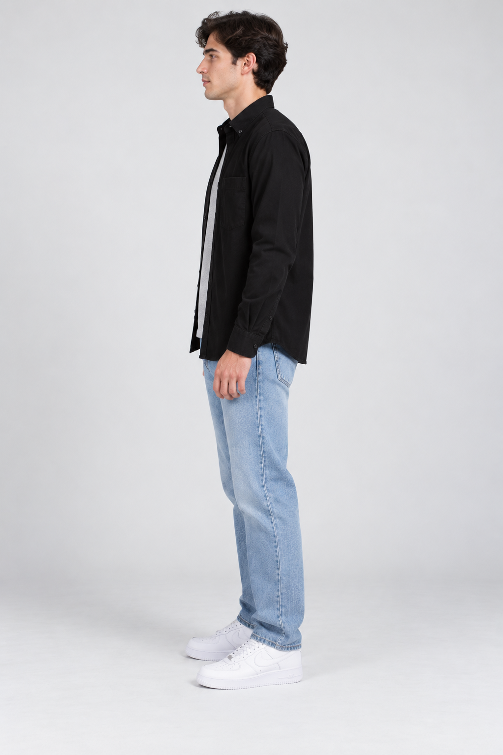 Men’s Regular Fit Corduroy Shirt – Black Full Sleeve Casual Shirt