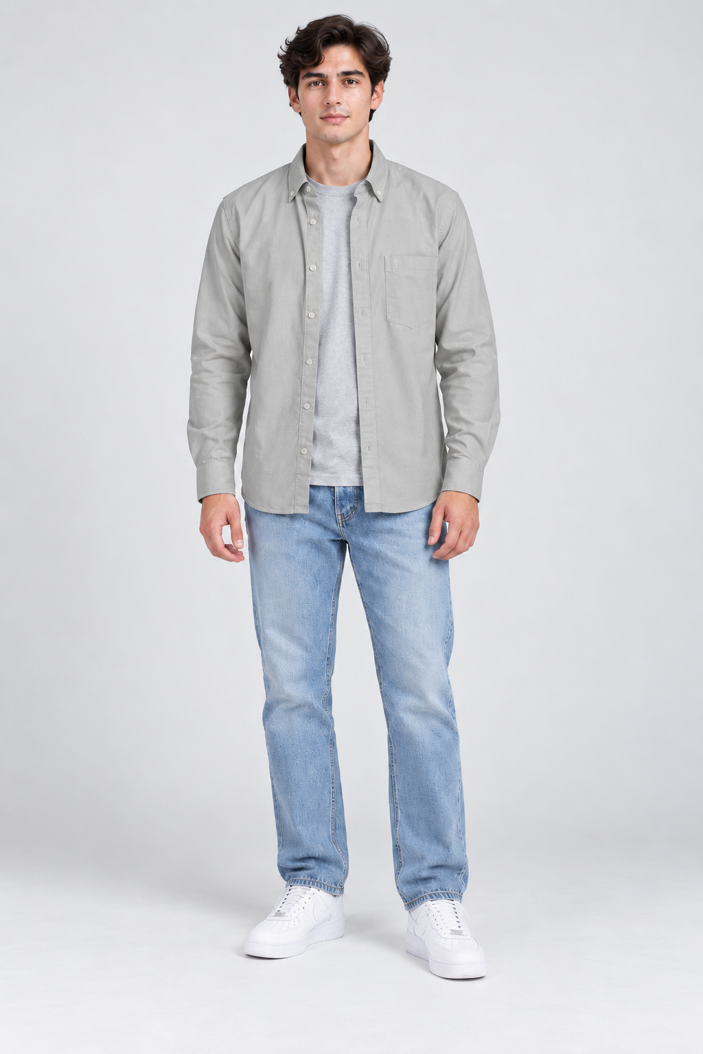 Men’s Regular Fit Oxford Shirt – Fern Green Full Sleeve Button-Down Casual Shirt