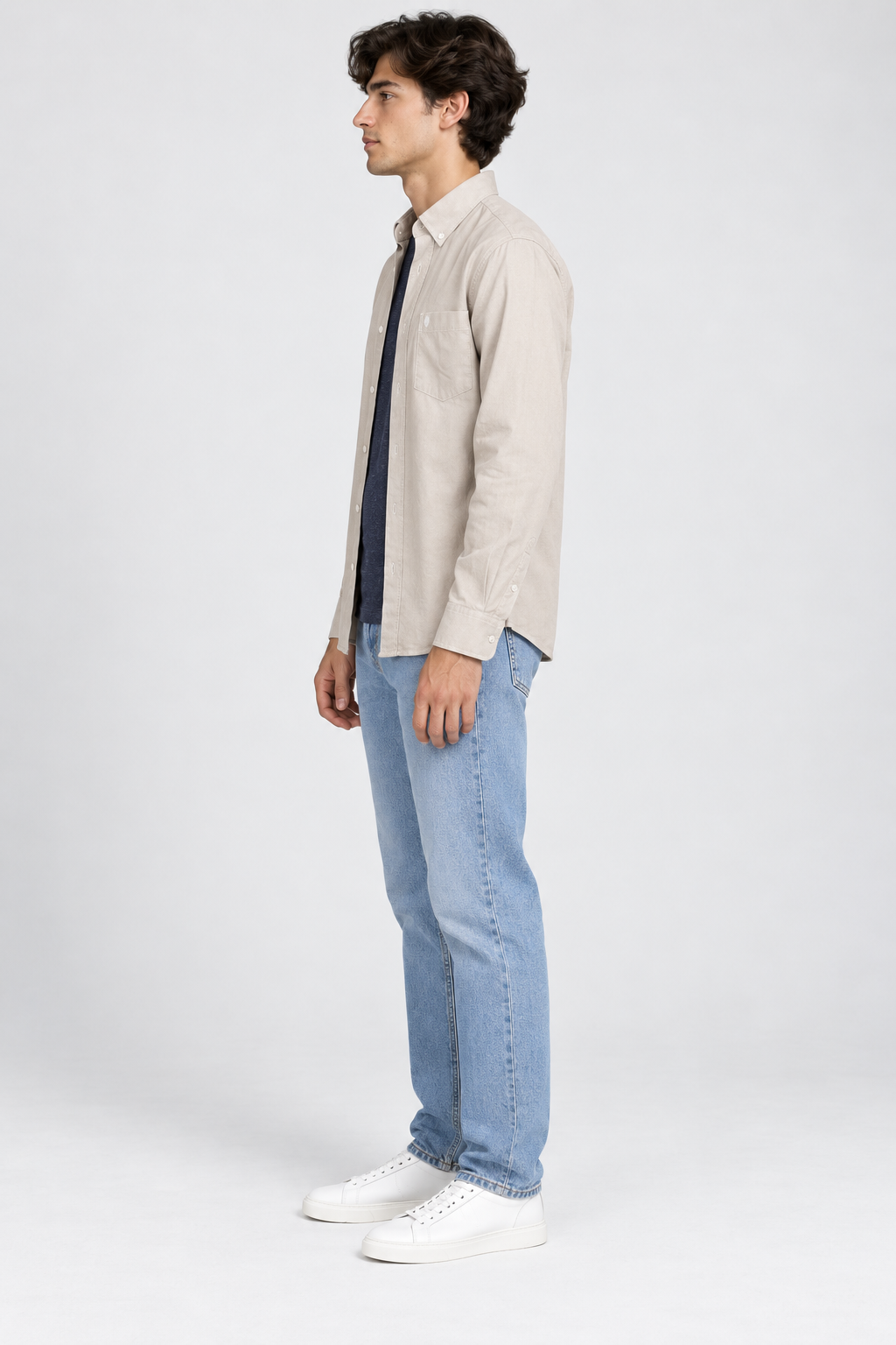 Men’s Regular Fit Oxford Shirt – Natural Full Sleeve Button-Down Casual Shirt