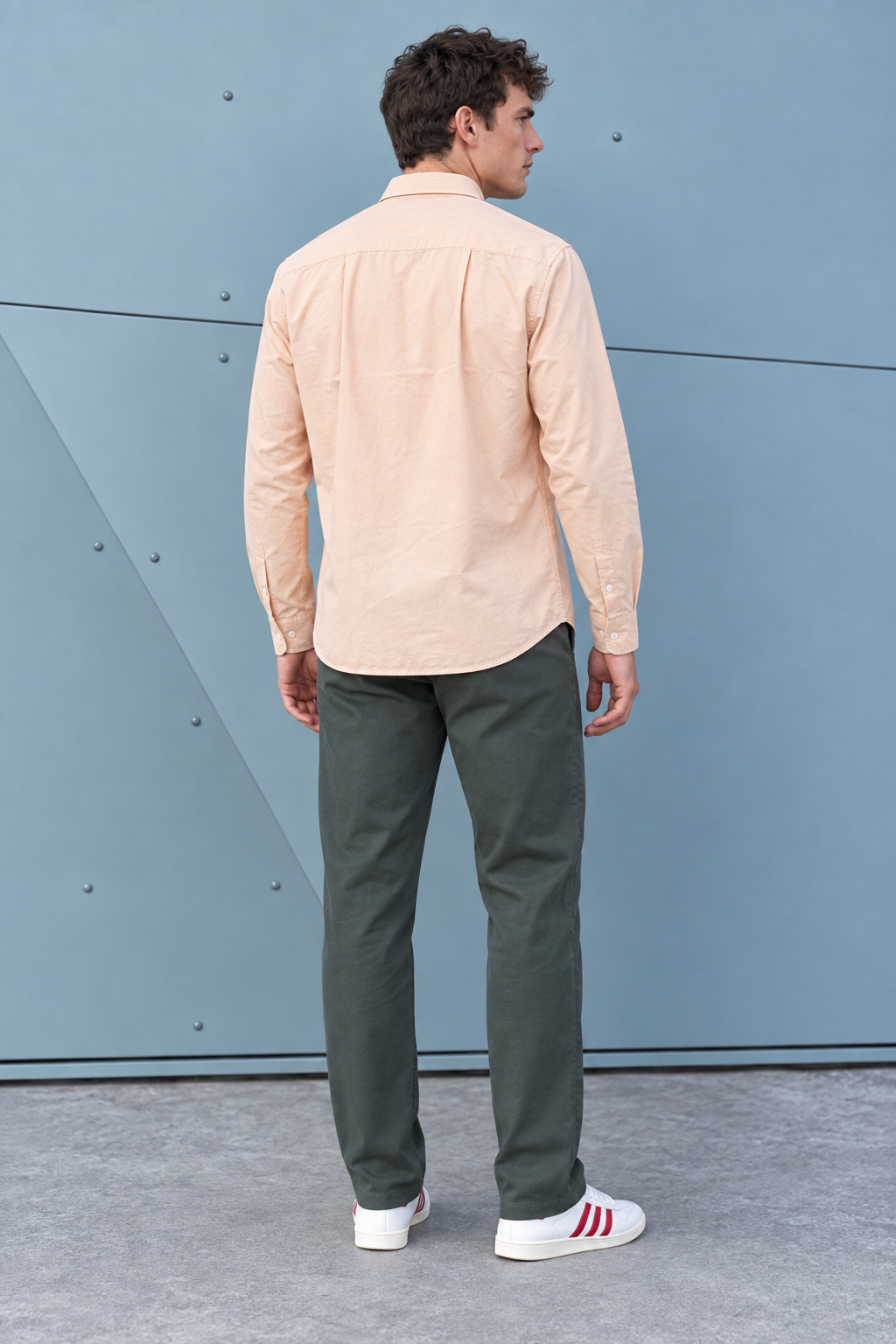 Men’s Orange Oxford Shirt – Regular Fit Full Sleeve Button-Down Casual Shirt