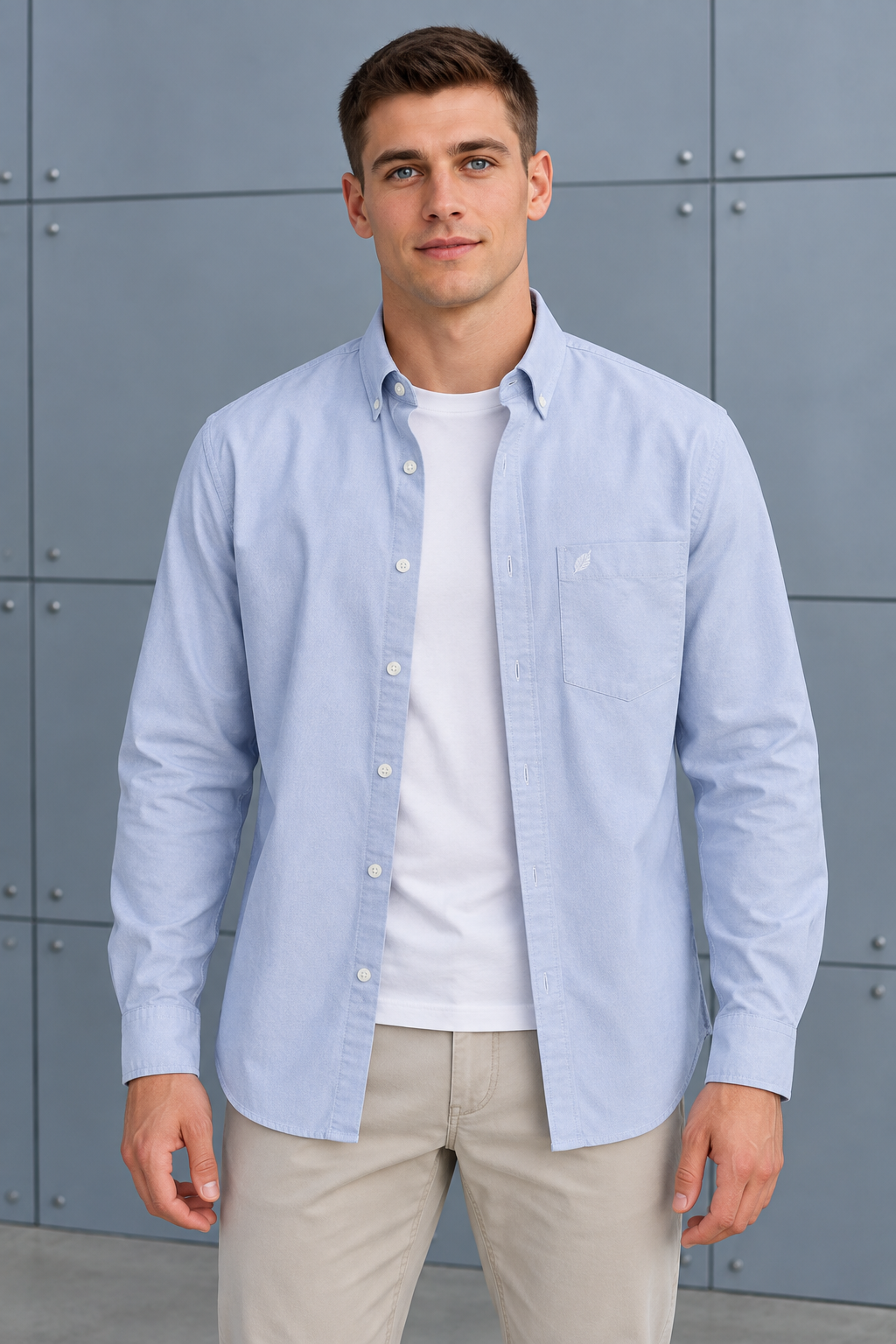Men’s Sky Oxford Shirt – Regular Fit Full Sleeve Button-Down Casual Shirt