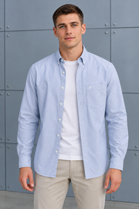 Men’s Sky Oxford Shirt – Regular Fit Full Sleeve Button-Down Casual Shirt