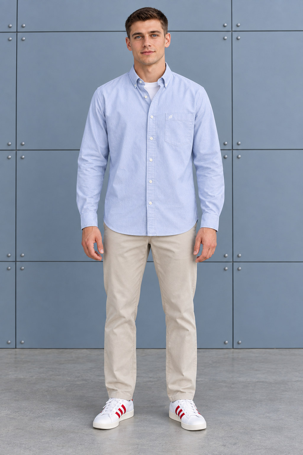 Men’s Sky Oxford Shirt – Regular Fit Full Sleeve Button-Down Casual Shirt