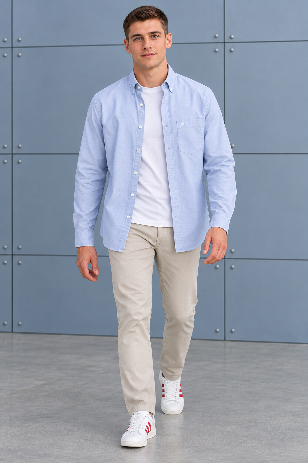 Men’s Sky Oxford Shirt – Regular Fit Full Sleeve Button-Down Casual Shirt