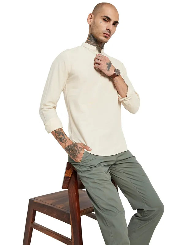 Mettle Mandarin Collar Cotton Casual Shirt