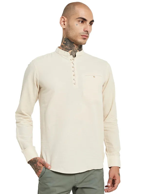 Mettle Mandarin Collar Cotton Casual Shirt