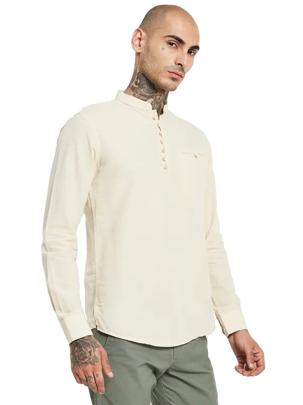 Mettle Mandarin Collar Cotton Casual Shirt