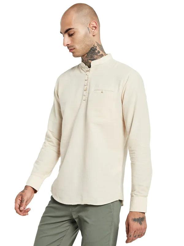 Mettle Mandarin Collar Cotton Casual Shirt