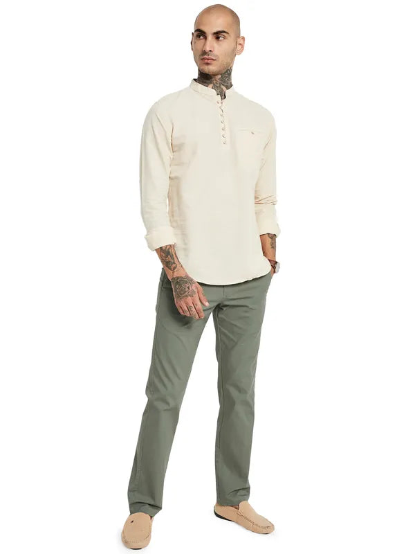 Mettle Mandarin Collar Cotton Casual Shirt