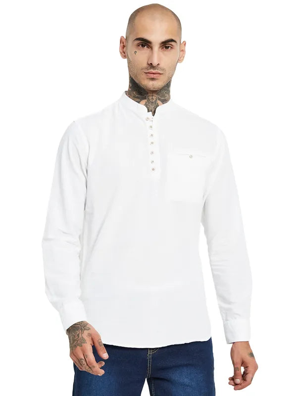 Mettle Mandarin Collar Opaque Casual Shirt