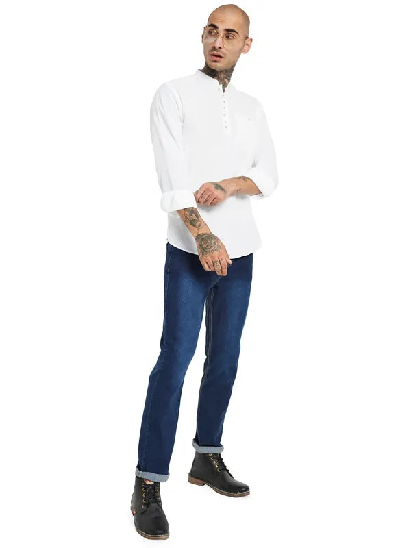 Mettle Mandarin Collar Opaque Casual Shirt