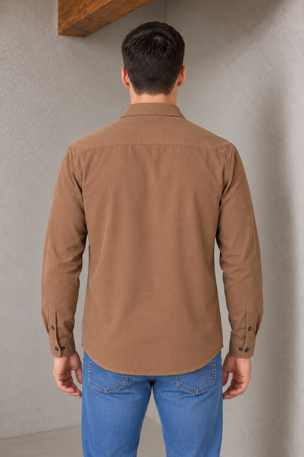 Men's Regular Fit Corduroy Full Sleeve Shirt – Duck Brown | Casual Button-Down Shirt