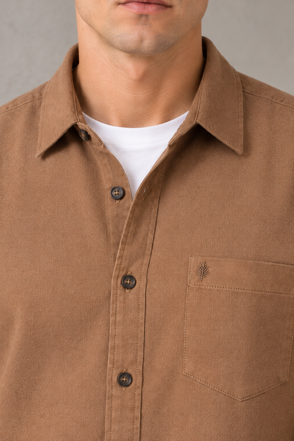 Men's Regular Fit Corduroy Full Sleeve Shirt – Duck Brown | Casual Button-Down Shirt