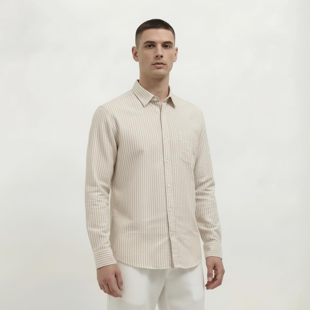 Men Natural Striped Casual Shirt