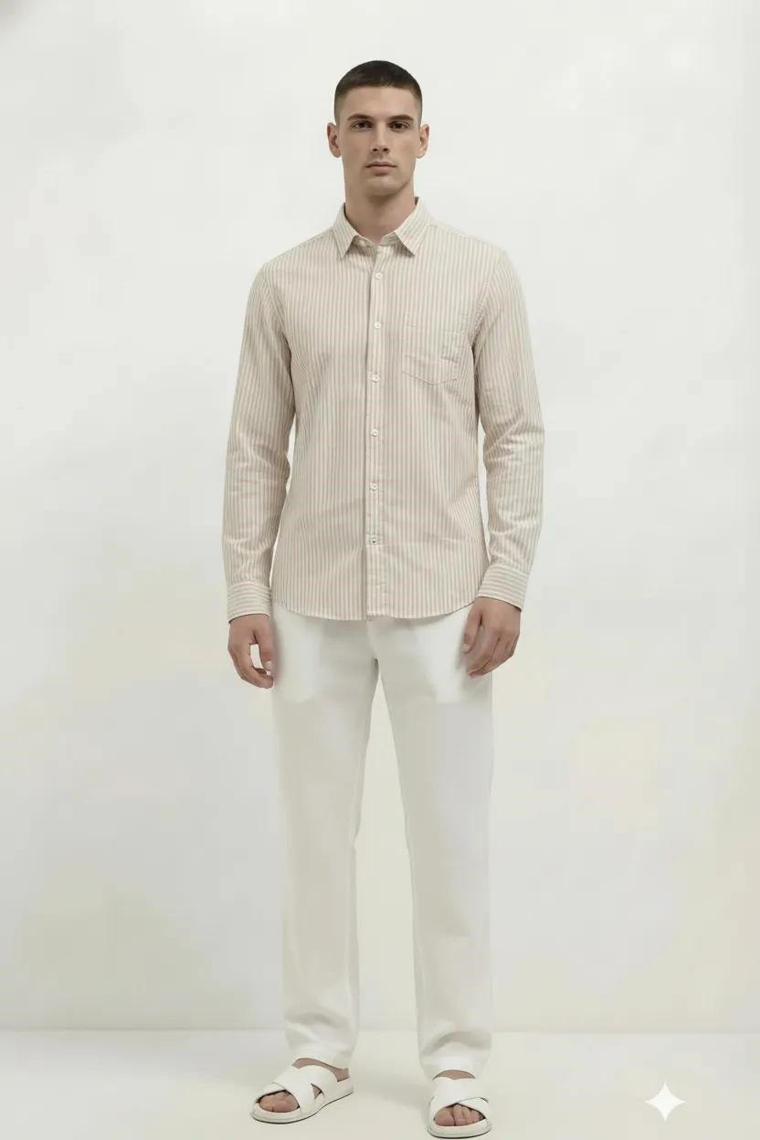 Men Natural Striped Casual Shirt