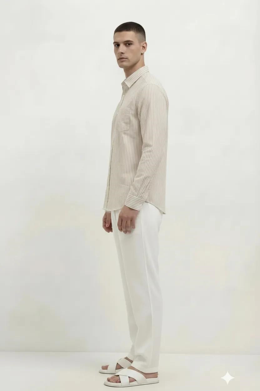 Men Natural Striped Casual Shirt