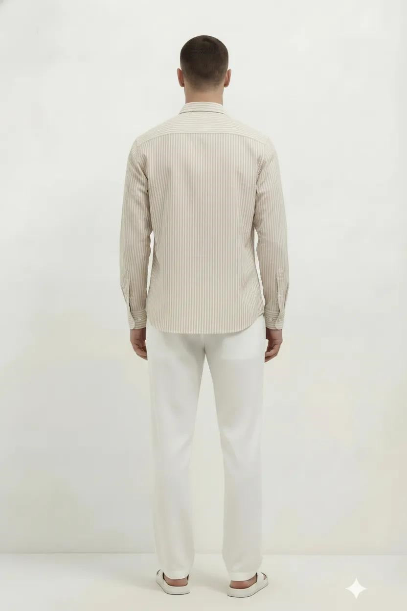 Men Natural Striped Casual Shirt