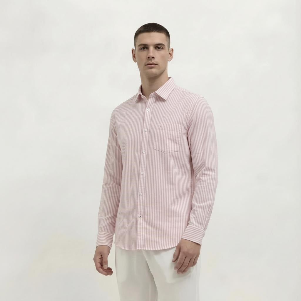 Men Pink Striped Casual Shirt
