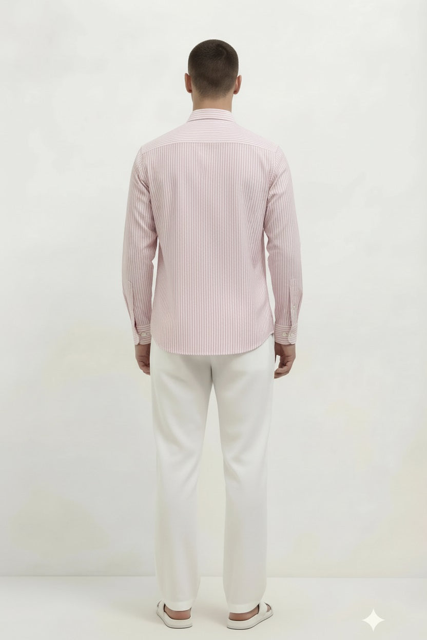 Men Pink Striped Casual Shirt