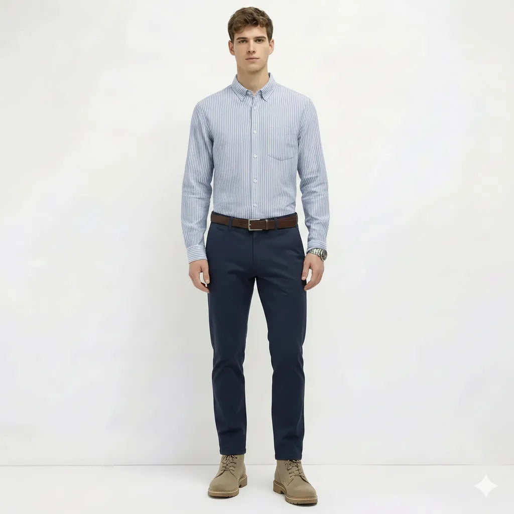 Men Sky Striped Casual Shirt