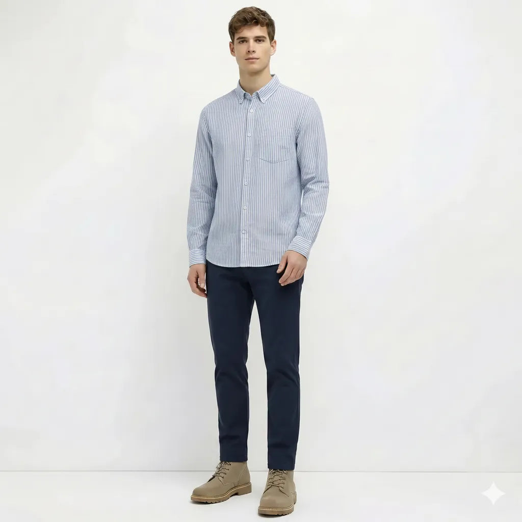 Men Sky Striped Casual Shirt