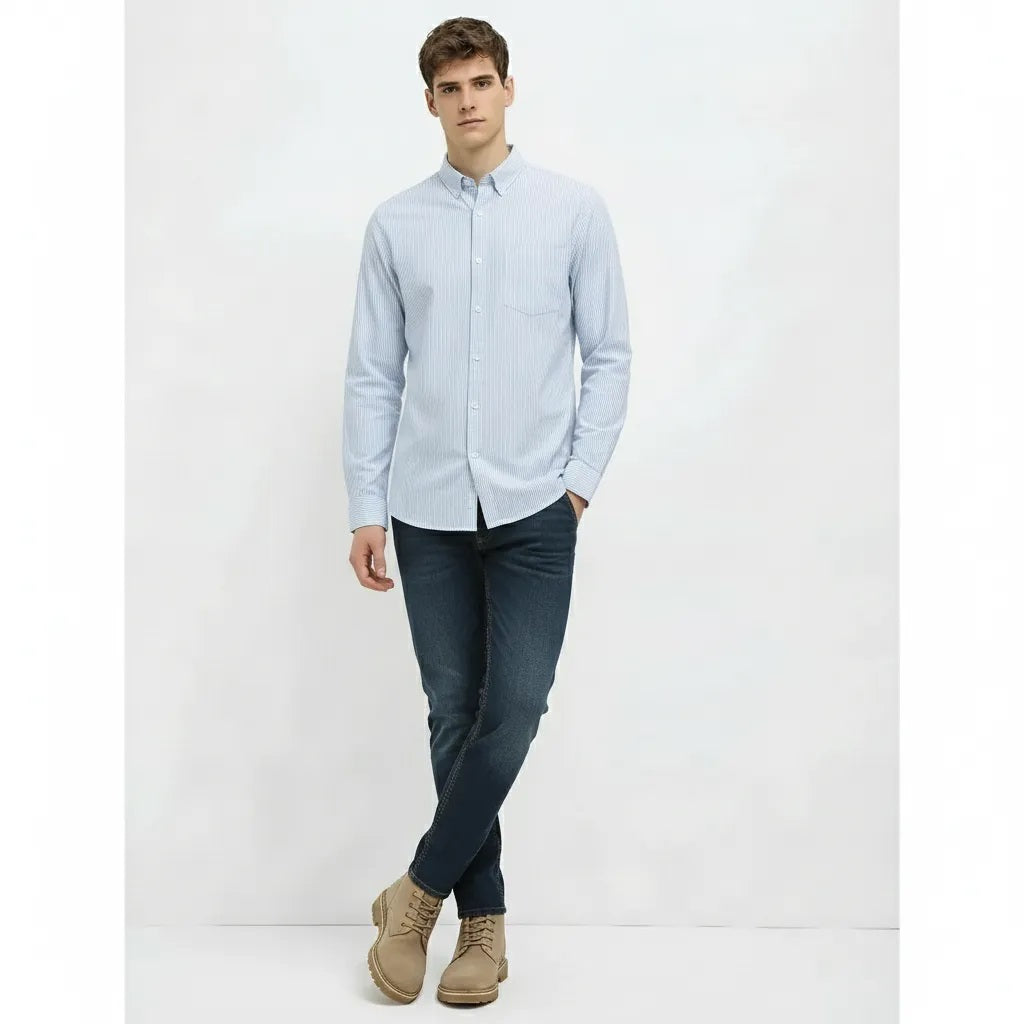 Men Sky Striped Casual Shirt