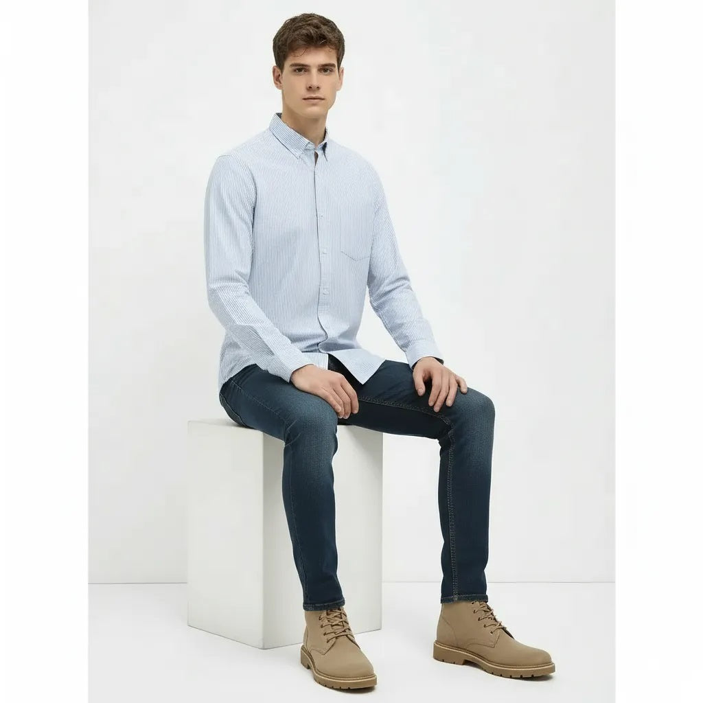 Men Sky Striped Casual Shirt
