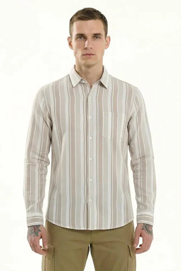 Men Natural Striped Casual Shirt