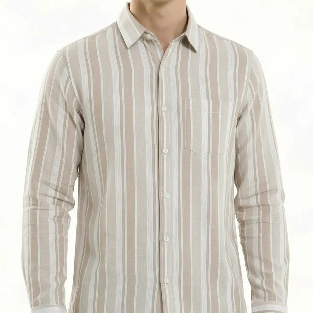 Men Natural Striped Casual Shirt