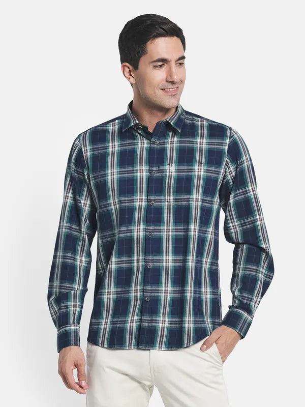 Men Blue Tartan Checks Checked Casual Shirt