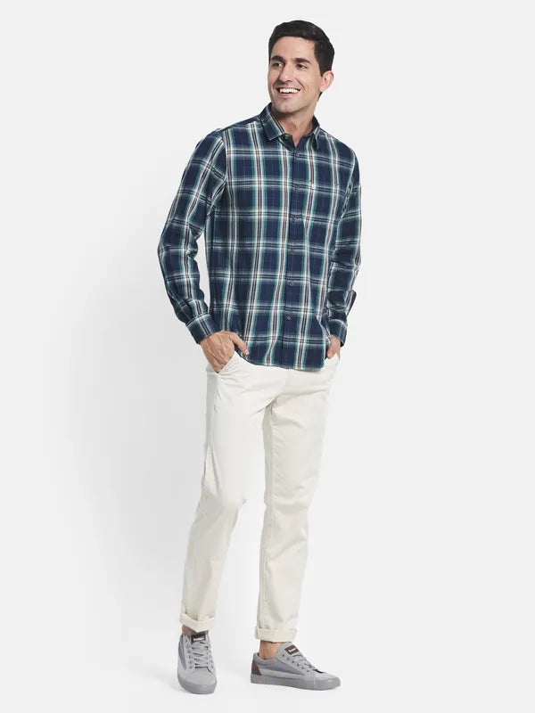 Men Blue Tartan Checks Checked Casual Shirt