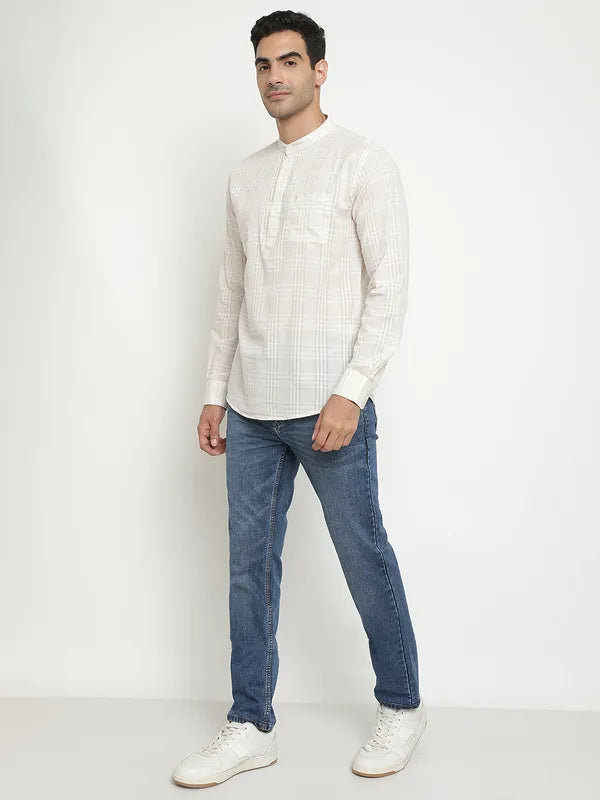 Mettle Men White Opaque Casual Shirt