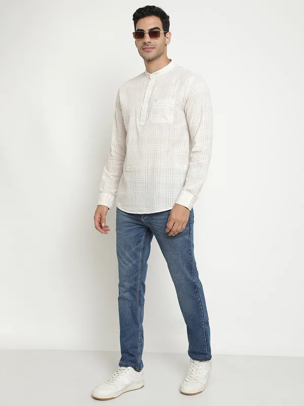 Mettle Men White Opaque Casual Shirt