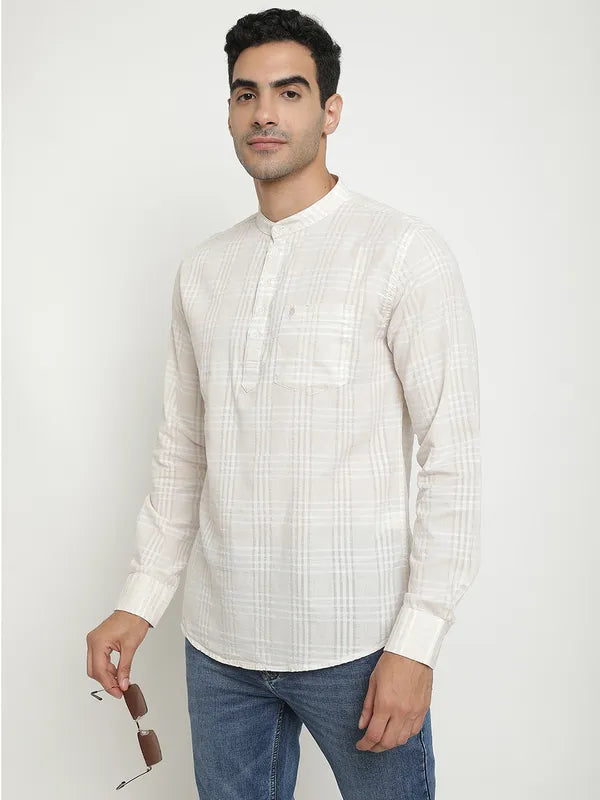 Mettle Men White Opaque Casual Shirt