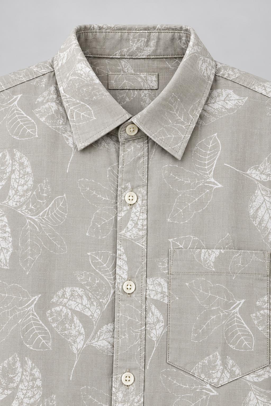 Men’s Onyx Leaf Print Regular Fit Cotton Slub Shirt
