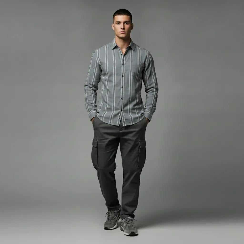 Men Fern Striped Casual Shirt