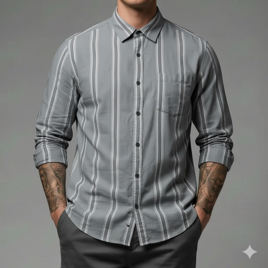 Men Fern Striped Casual Shirt