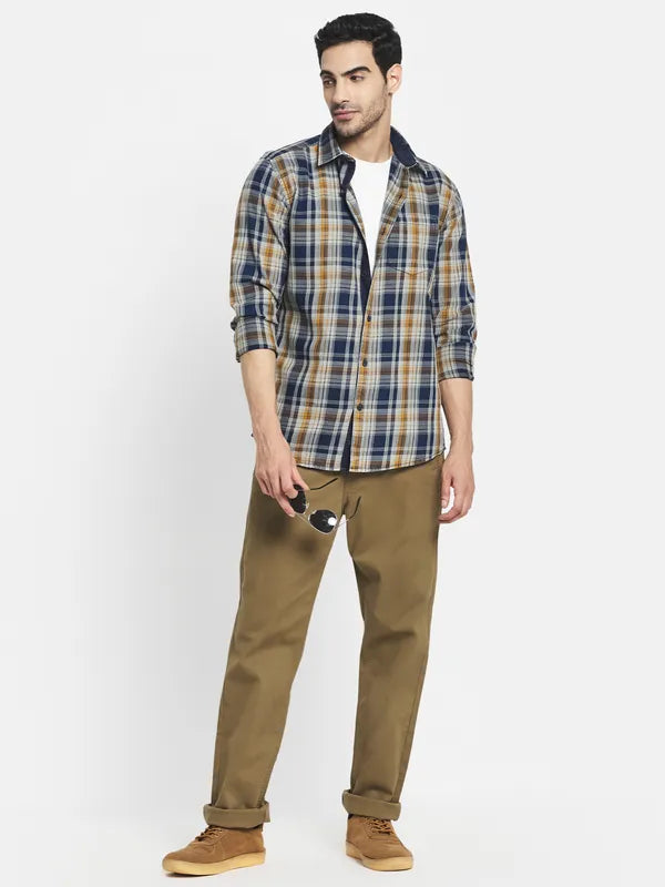 Men Yellow Tartan Checks Checked Casual Shirt