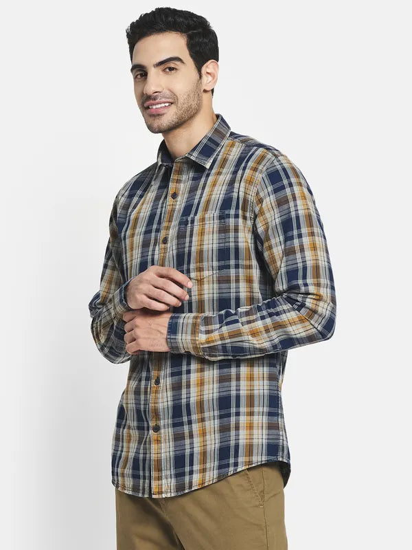 Men Yellow Tartan Checks Checked Casual Shirt