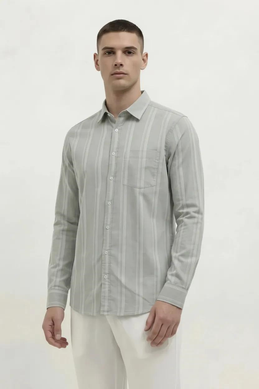 Men Sage Striped Casual Shirt