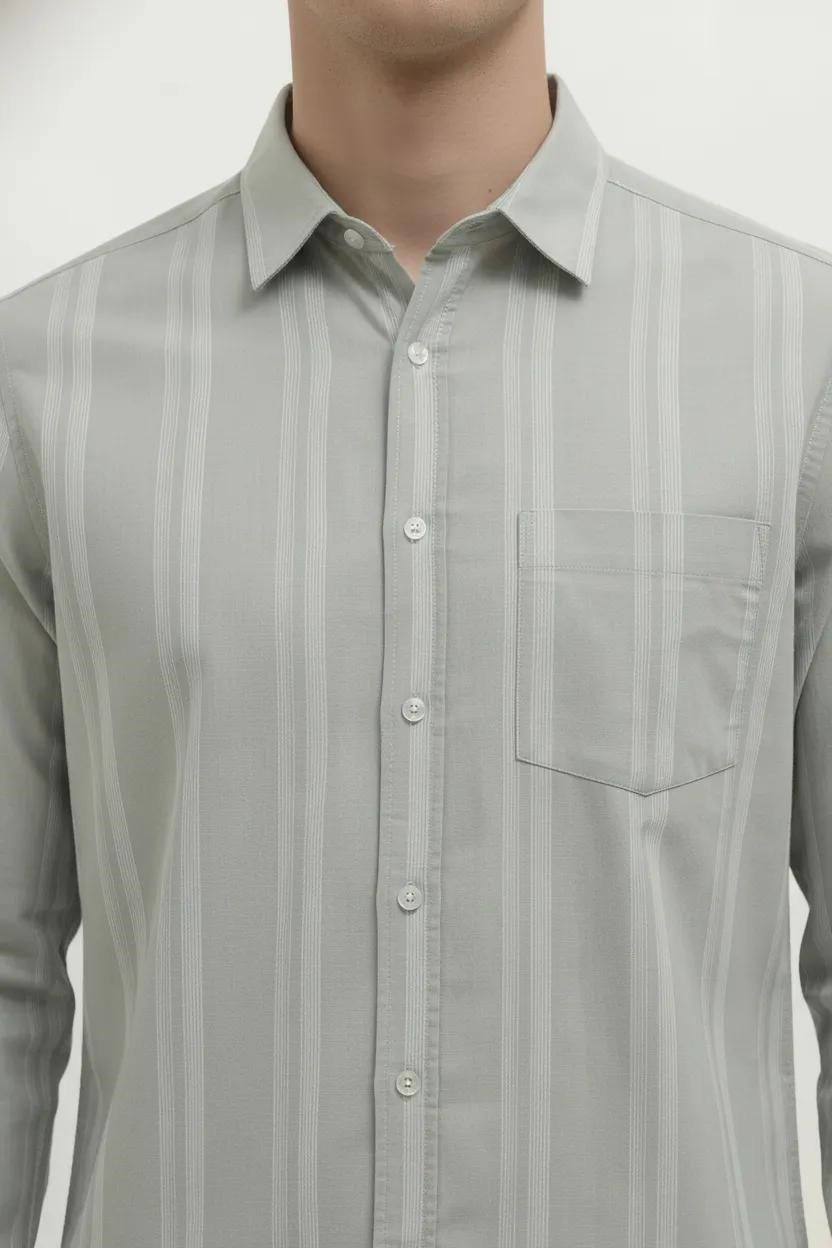 Men Sage Striped Casual Shirt