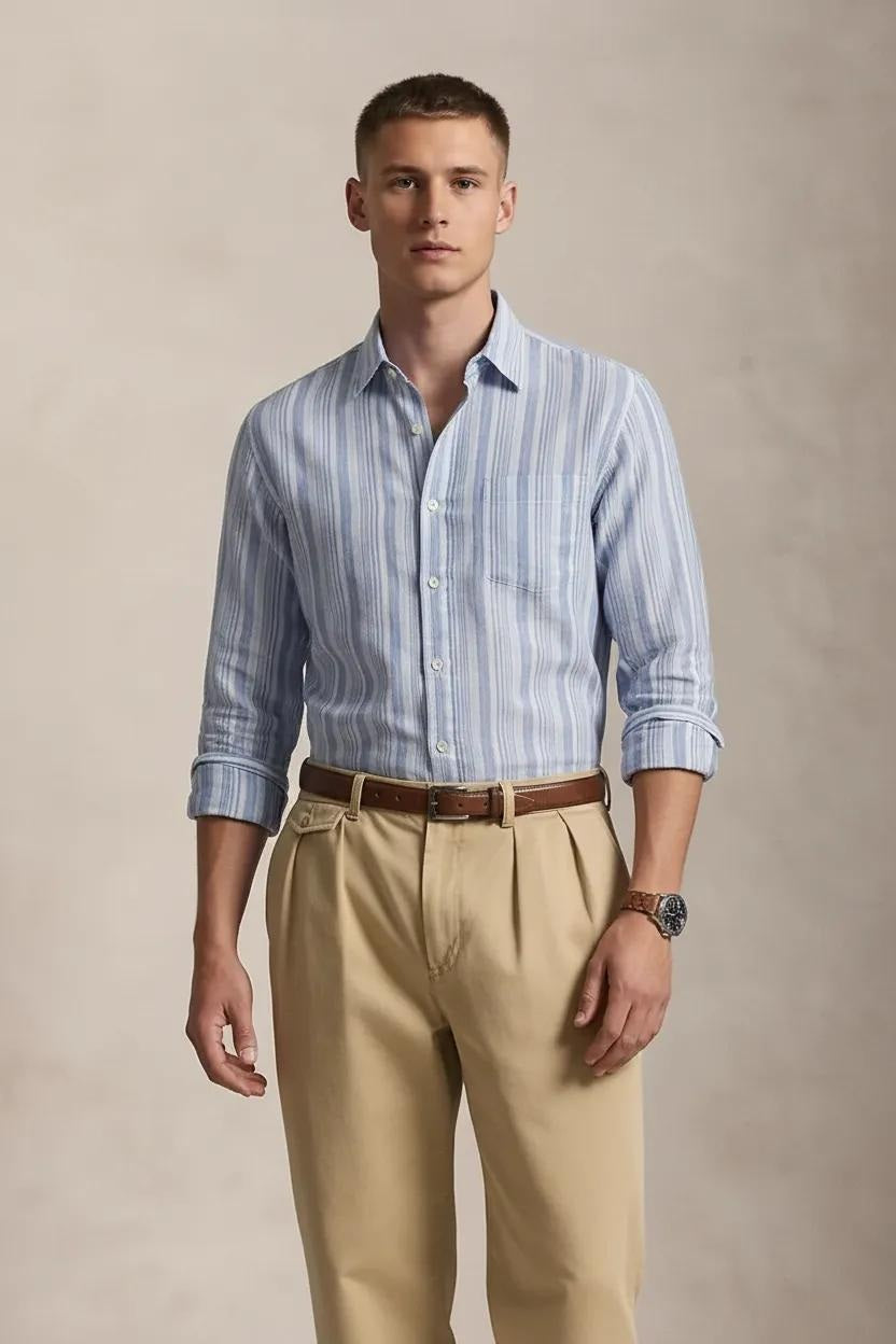 Men Sky Striped Casual Shirt