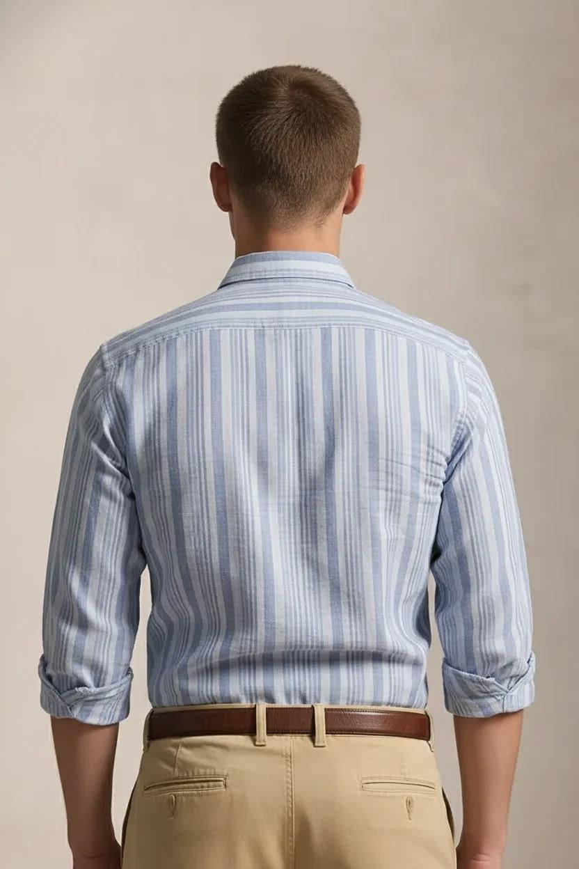 Men Sky Striped Casual Shirt