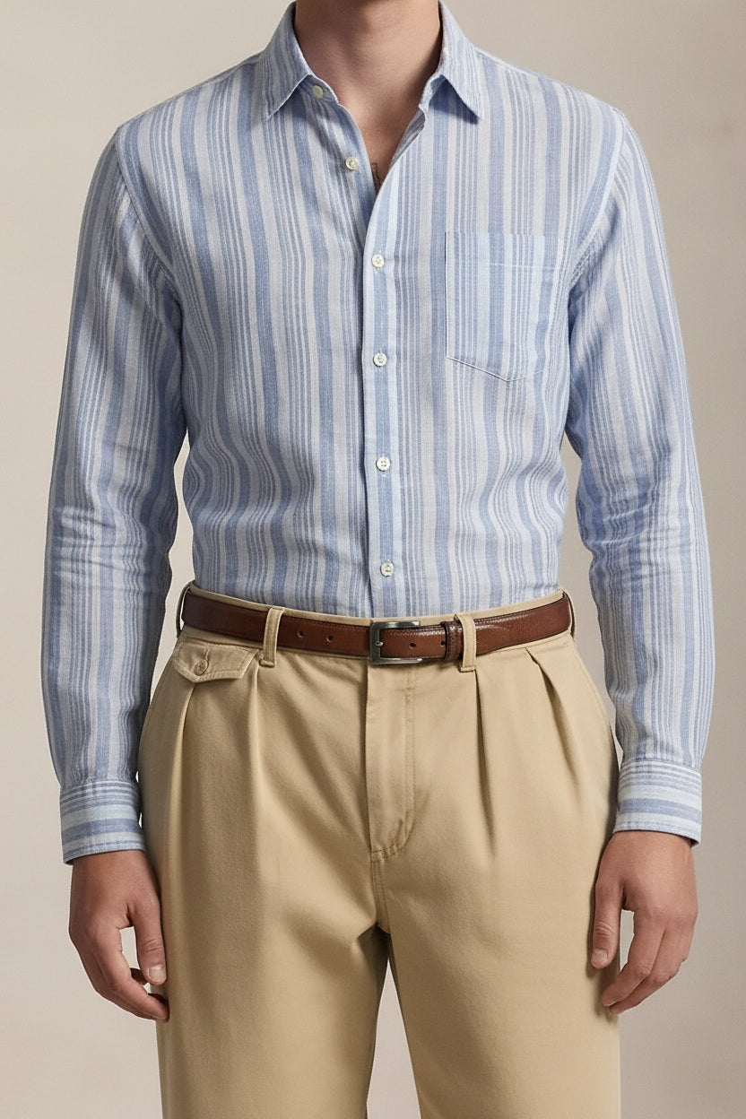 Men Sky Striped Casual Shirt